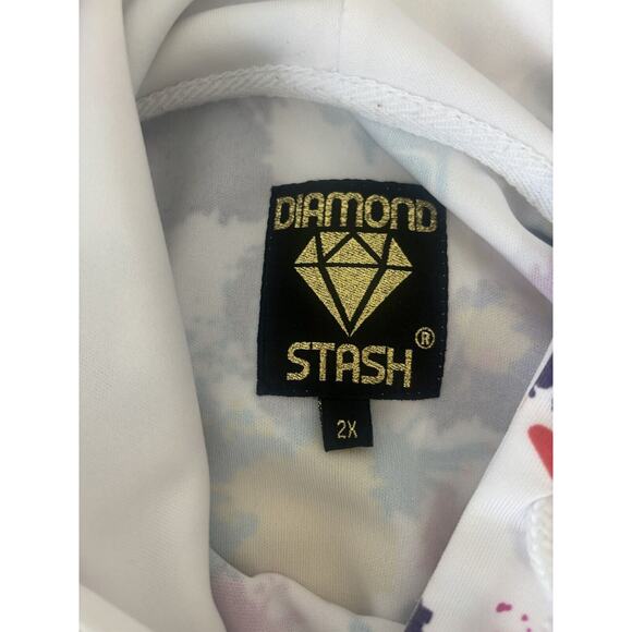 Vintage Y2K‎ Hoodie Paint Splatter Cropped Sweatshirt Streetwear Hiphop 2X - Picture 6 of 7